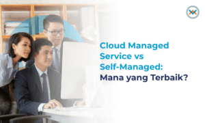 Business team reviewing cloud infrastructure strategy and cloud managed service solutions